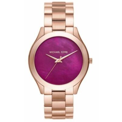Michael Kors Ladies Slim Runway Rose Gold Plum Watch - MK3550
